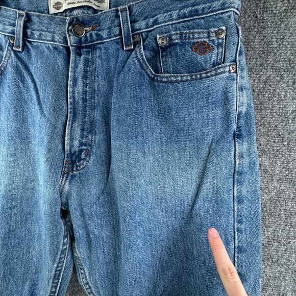Harley Davidson Jeans Men 36x32 Blue Straight Leg Denim Pants Adult Biker Cotton - Picture 9 of 16